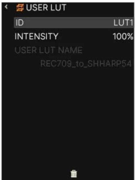 USER LUT ID LUT1 INTENSITY 100% USER LUT NAME REC709_to_SHHARP54