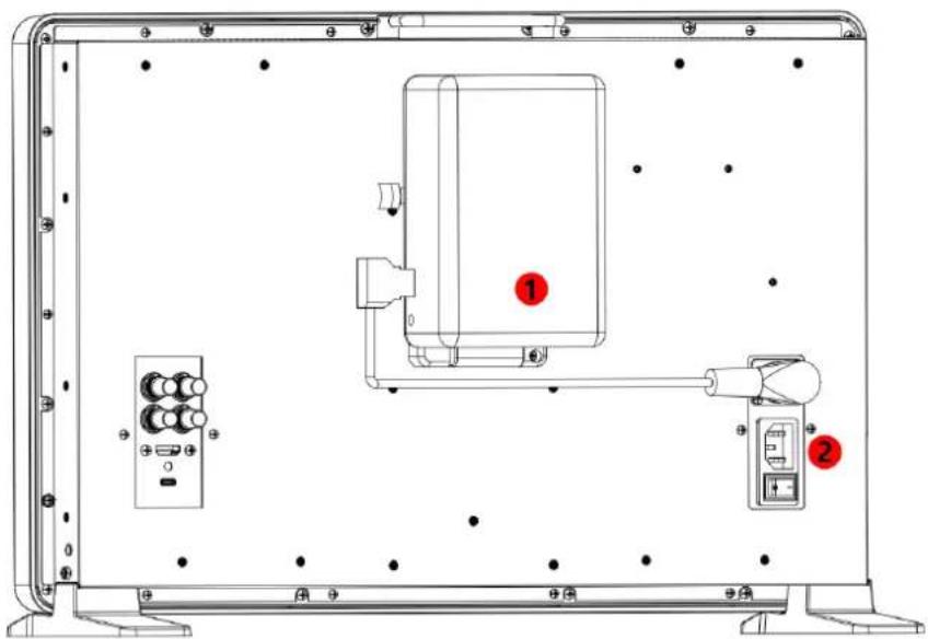 Technical diagram of a device enclosure with labeled components and numbered parts