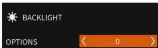 BACKLIGHT OPTIONS < 0 >