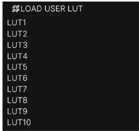 LOAD USER LUT LUT1 LUT2 LUT3 LUT4 LUT5 LUT6 LUT7 LUT8 LUT9 LUT10