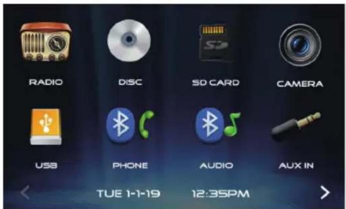 RADIO DISC SD CARD CAMERA USB PHONE AUDIO AUX IN TUE 1-1-19 12:35PM