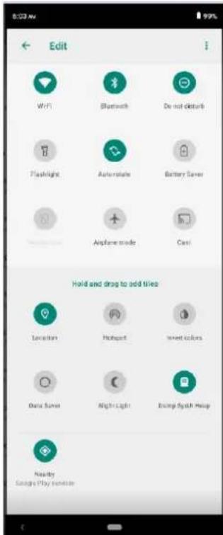 Edit WiFi Bluetooth Do not disturb Flashlight Automotive Battery Saver Airplane mode Cast Hold and drag to add tiles Locations Hotspot Insert colors Data Server Night Light Escape System Help Ready Escape Play console