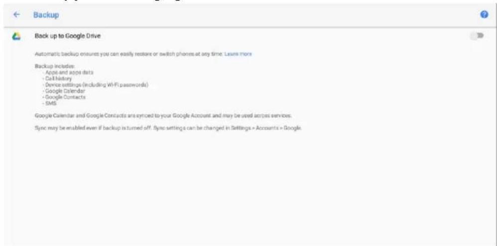 Backup Back up to Google Drive Automatic backup ensures you can easily restore or switch phones at any time: Learn more Backup includes: • Apps and apps data • Cell history • Device settings (including Wi-Fi passwords) • Google Calendar • Google Contacts • SMS Google Calendar and Google Contacts are…