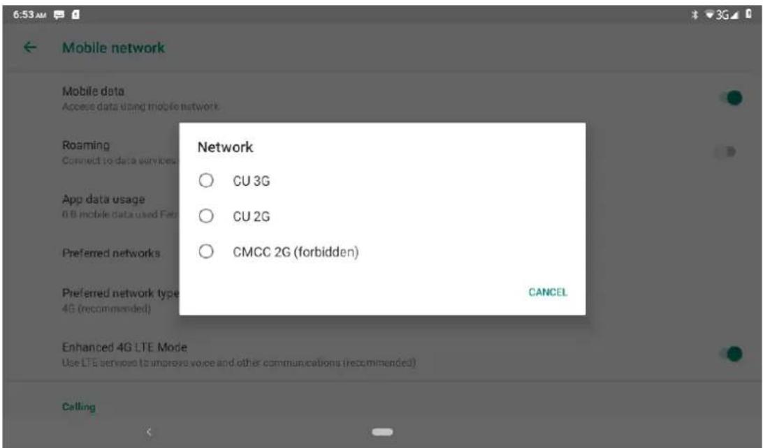 6:53 AM Mobile network Mobile data Access data using mobile network Roaming Connect to data services App data usage 0.8 mobile data used Fats Preferred networks Preferred network type 4G (recommended) Enhanced 4G LTE Mode Use LTE services to improve voice and other communications (recommended) Calli…