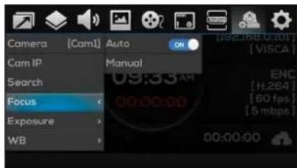 Camera [Cam] Auto Cam IP Manual Search Focus Exposure WB 09:35 AM 00:00:00 ENC [H.264] [60 fps] [5 mbps] 00:00:00