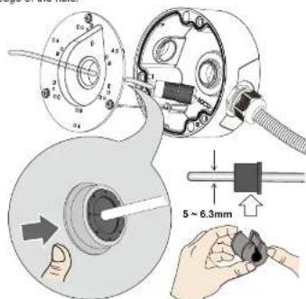 Technical diagram illustrating mechanical assembly steps with labeled components and a 5–6.3mm dimension annotation