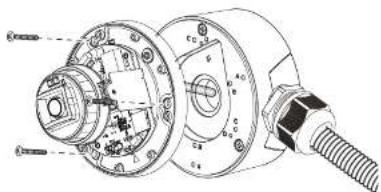 Technical diagram of a mechanical device with labeled components and cross-sectional views