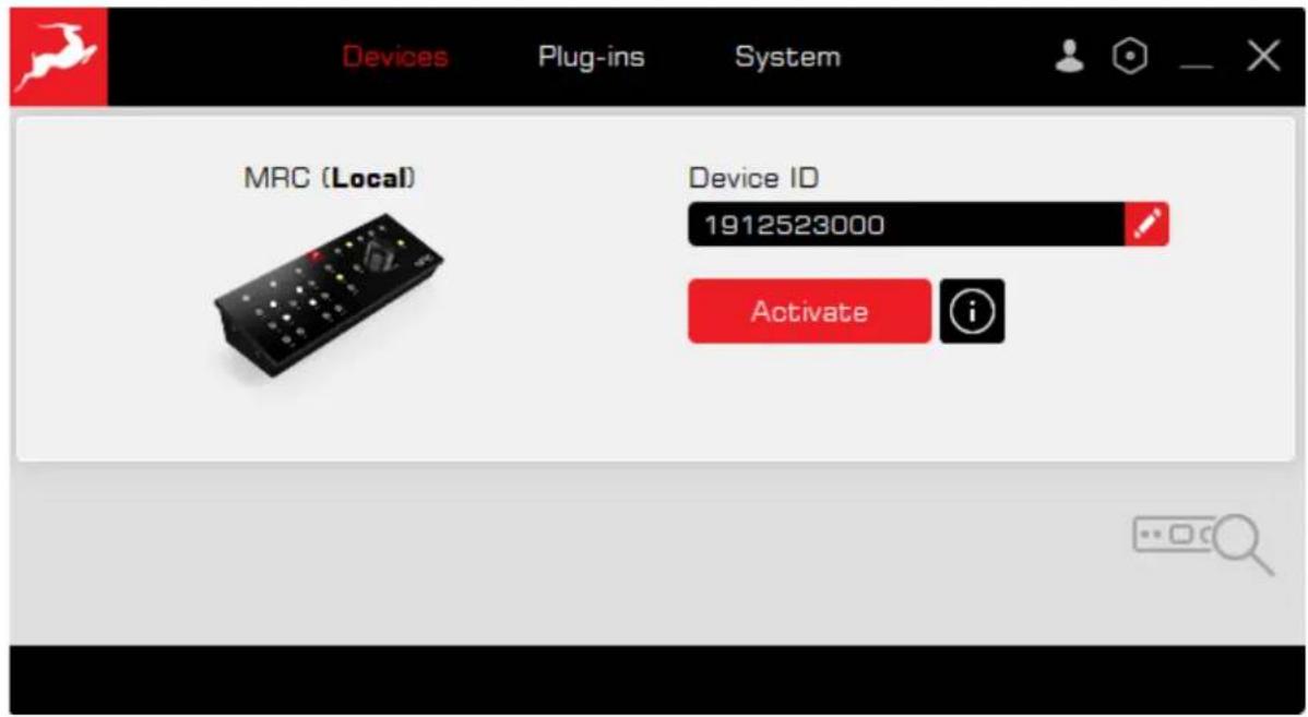 Devices Plug-ins System MRC (Local) Device ID 1912523000 Activate