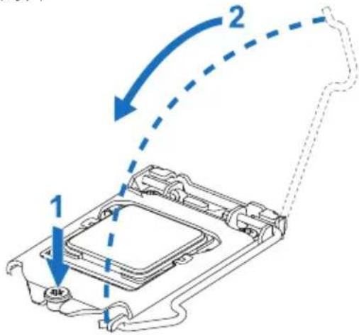 Diagram showing a 3D component with labeled parts and directional arrows indicating motion or flow.