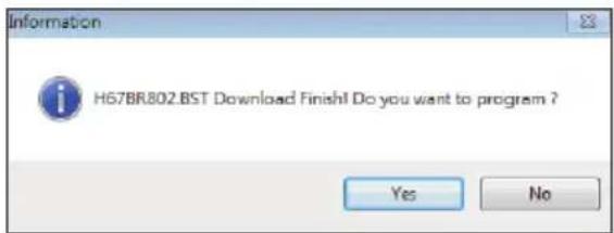Information H67BR802.BST Download Finish! Do you want to program ? Yes No