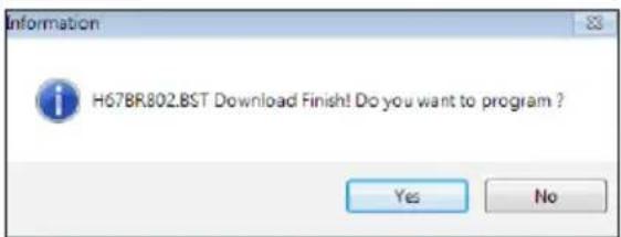 Information H678R802.BST Download Finish! Do you want to program ? Yes No