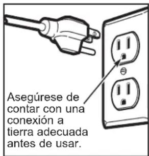 Asegúrese de contar con una conexión a tierra adecuada antes de usar.
