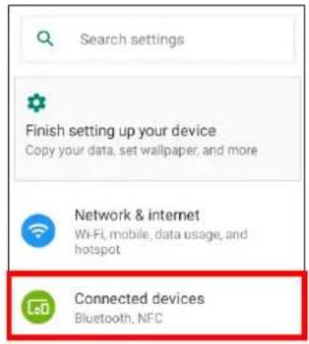 Search settings Finish setting up your device Copy your data, set wallpaper, and more Network & internet Wi-Fi mobile, data usage, and hotspot Connected devices Bluetooth, NFC