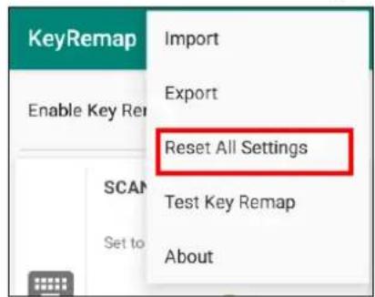 KeyRemap Import Enable Key Re Export Reset All Settings Test Key Remap About