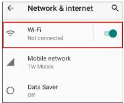 Network & internet Wi-Fi Not connected Mobile network TW Mobile Data Saver Off