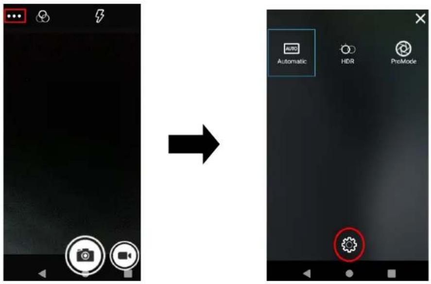 Comparison image showing a smartphone screen before and after transformation, highlighting the automatic mode with icons for camera, HDR, and ProMode.
