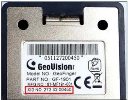 051127200450 GeoVision® Model NO : GeoFinger PART NO : GF-1901 MFG NO : 81-MF191-001 XID NO: 272 32 00450
