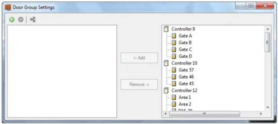Door Group Settings Controller 9 Gate A Gate B Gate C Gate D Controller 10 Gate 57 Gate 46 Gate 45 Controller 12 Area 1 Area 2 D15.20 Remove ->
