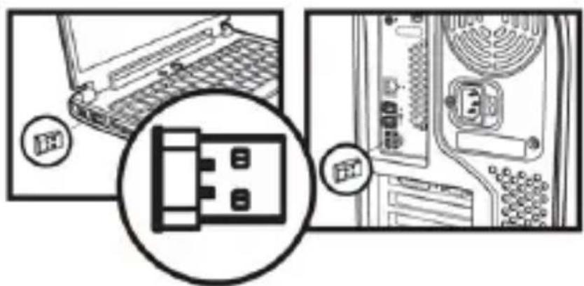 Diagram showing computer hardware components with labeled icons and a magnified view of the internal structure.