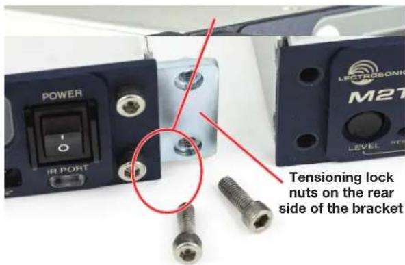 POWER IR PORT Tensioning lock nuts on the rear side of the bracket LECTROSONIC M21 LEVEL REFINER