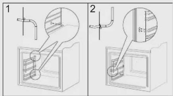 Technical diagram showing two mechanical assembly steps with labeled components and cross-sectional views