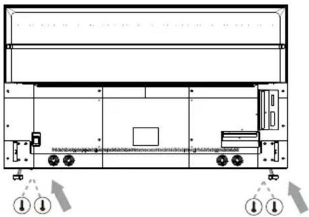 Technical diagram of a device rear panel with labeled components and directional arrows indicating movement or assembly.