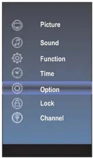Picture Sound Function Time Option Lock Channel