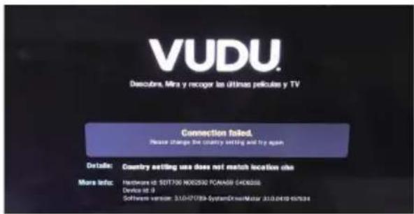 VUDU Descubre, Mira y recoger las últimas películas y TV Connection failed. Please change the country setting and try again Details: Country setting use does not match location else More Info: Hardware id: 5017390 NOX292 PCNAG8 6406255 Device id: 9 Software version: 31.0-07089-SyndramDriveMiaay 31.0.0410-057634