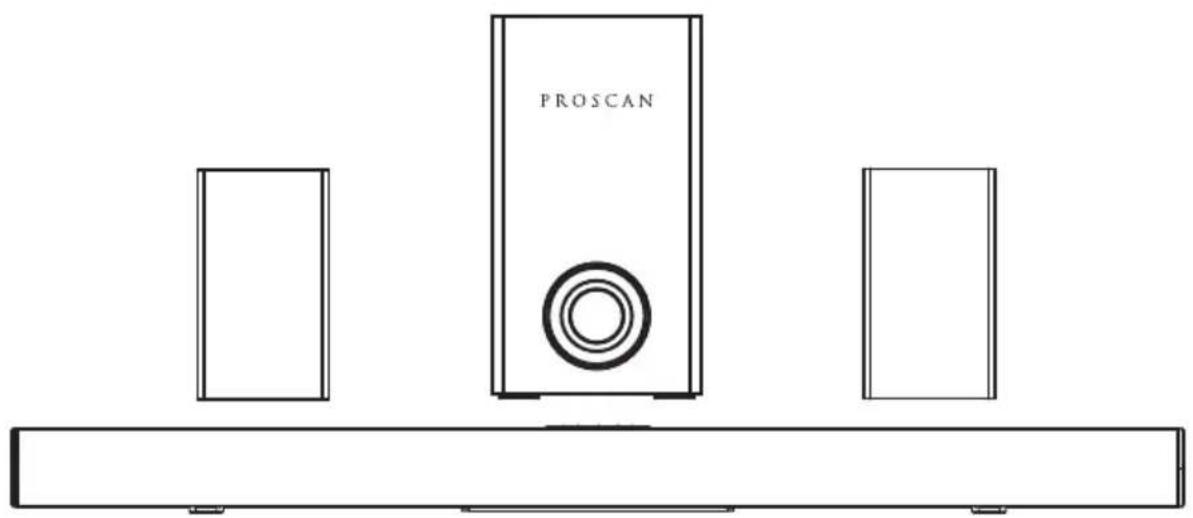 Proscan PSB551 - BARRE DE SON BLUETOOTH 5.1 AVEC CAISSON DE BASSES FILAIRE ET SATELLITES SANS FIL - 1