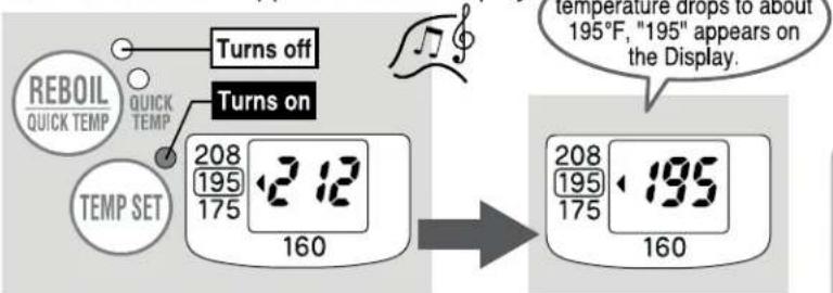 Zojirushi CD-WCC40 - When boiling has completed, a melody sounds and it automatically switches to 195°F Keep Warm mode. - 1