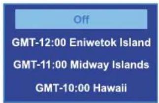 Off GMT-12:00 Eniwetok Island GMT-11:00 Midway Islands GMT-10:00 Hawaii