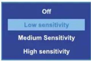 Off Low sensitivity Medium Sensitivity High sensitivity