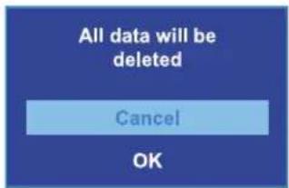 All data will be deleted Cancel OK