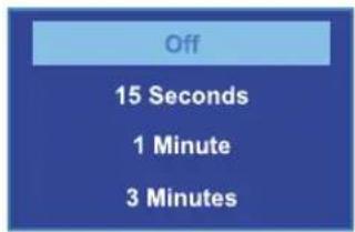 Off 15 Seconds 1 Minute 3 Minutes
