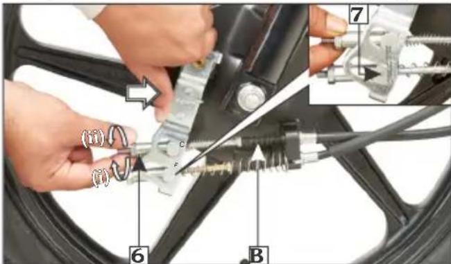 Instructional image showing car tire repair steps with labeled parts and tool path