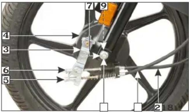 Labeled diagram of a bicycle wheel assembly with numbered parts for identification