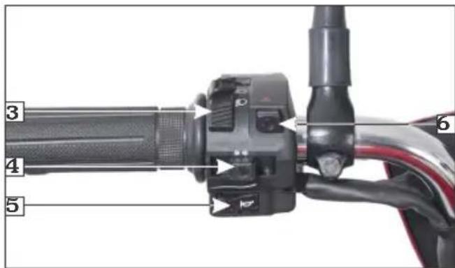 Labeled diagram of a motorcycle hand crankshaft showing key adjustment points and control buttons