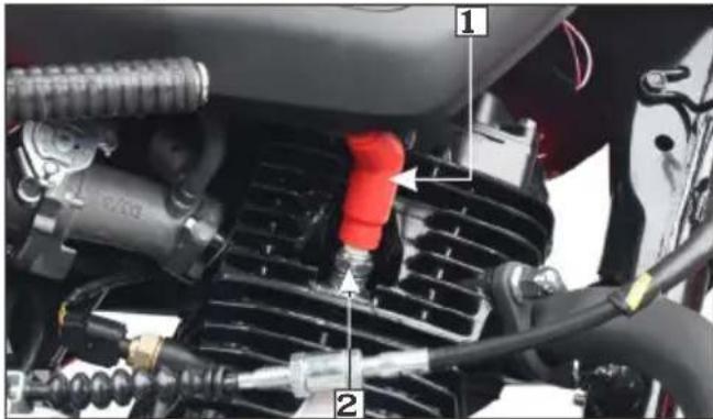 Labeled mechanical assembly diagram showing internal components with numbered parts and a red component highlighted.
