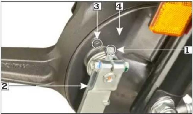 Technical diagram of a mechanical assembly with numbered components and labeled parts