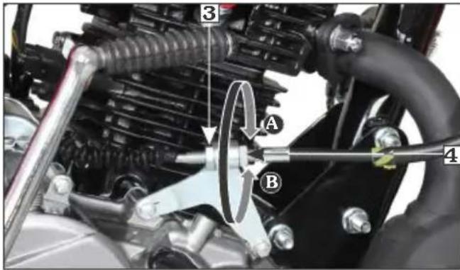 Technical diagram of a vehicle suspension system with labeled components A and B, showing mechanical components and wiring.