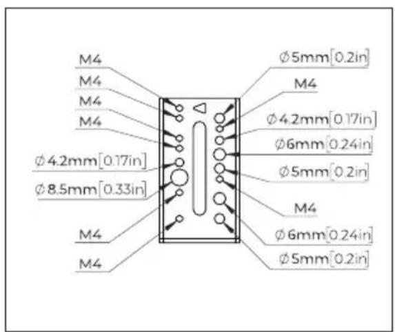 M4 M4 M4 Ø4.2mm[0.17in] Ø8.5mm[0.33in] M4 M4 Ø5mm[0.2in] M4 Ø4.2mm[0.17in] Ø6mm[0.24in] Ø5mm[0.2in] M4 Ø6mm[0.24in] Ø5mm[0.2in]