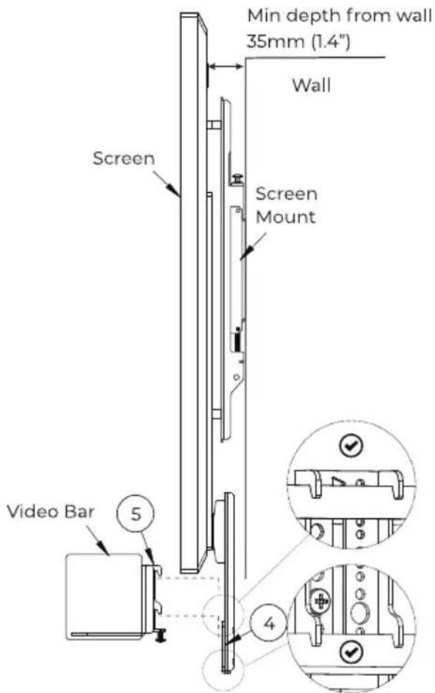 Min depth from wall 35mm (1.4") Wall Screen Screen Mount Video Bar 5 4