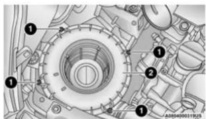 Technical diagram of a mechanical assembly with numbered components, likely a valve or pump assembly.