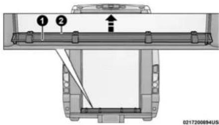 Technical diagram showing a mechanical assembly with numbered components and directional arrows indicating motion or force.