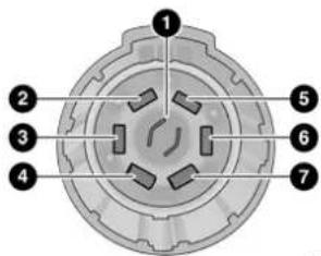 Diagram of a mechanical component with numbered parts labeled 1 through 7