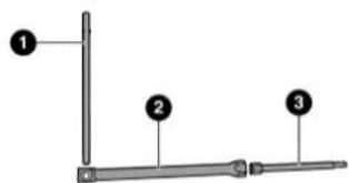 Diagram showing three labeled components (1, 2, 3) of a mechanical or electrical assembly with vertical and horizontal lines.