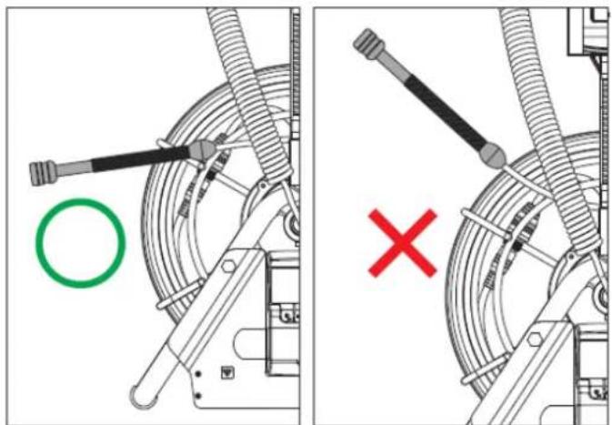 Technical diagram showing mechanical assembly with labeled components and a red X symbol indicating failure or failure.