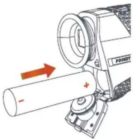 Diagram of a mechanical device with labeled components and directional arrow indicating motion or movement