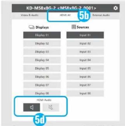 KD-MS8x8G-2 Video & Audio HDMI AV External Audio 5b Displays Sources Display 01 Input 01 Display 02 Input 02 Display 03 Input 03 Display 04 Input 04 Display 05 Input 05 Display 06 Input 06 Display 07 Input 07 Display 08 Input 08 HDMI Audio 5d