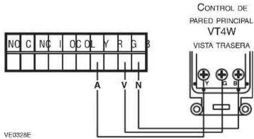 CONTROL DE PARED PRINCIPAL VT4W VISTA TRASERA NO C NC I OC OL Y R G B A V N VE0328E